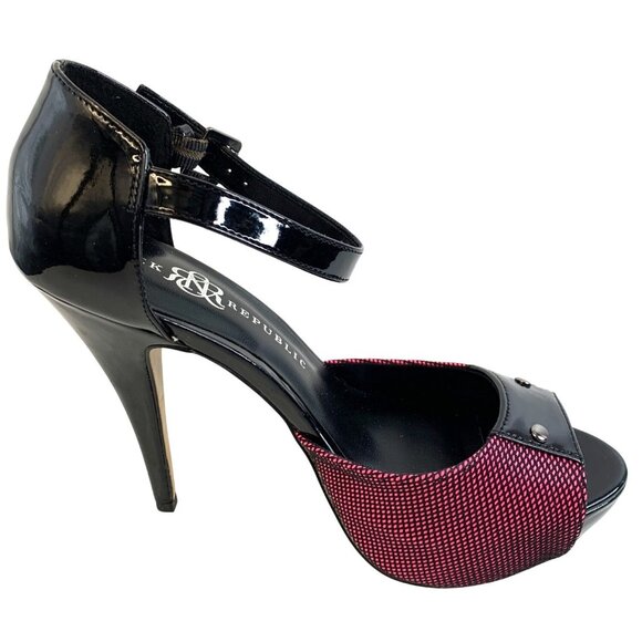 Rock & Republic Shoes - Rock & Republic Black & Pink Open Toe Stiletto Platform Heels Size 8.5 M EUC